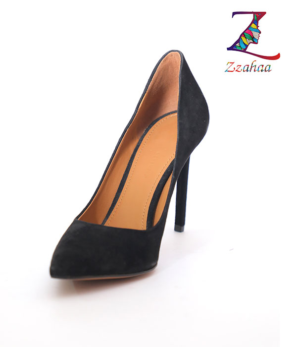 ZZAHAA BLACK SUEDE LEATHER PUMPS SANDAL