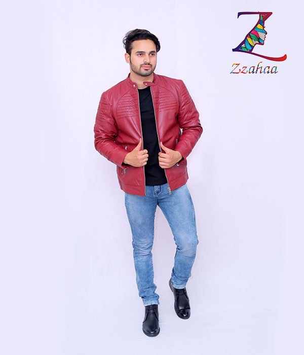 Fire Brick Color leather Biker Jackets