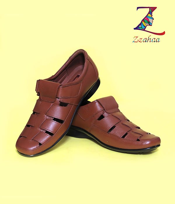 Men Brown Leather Fisherman Sandals